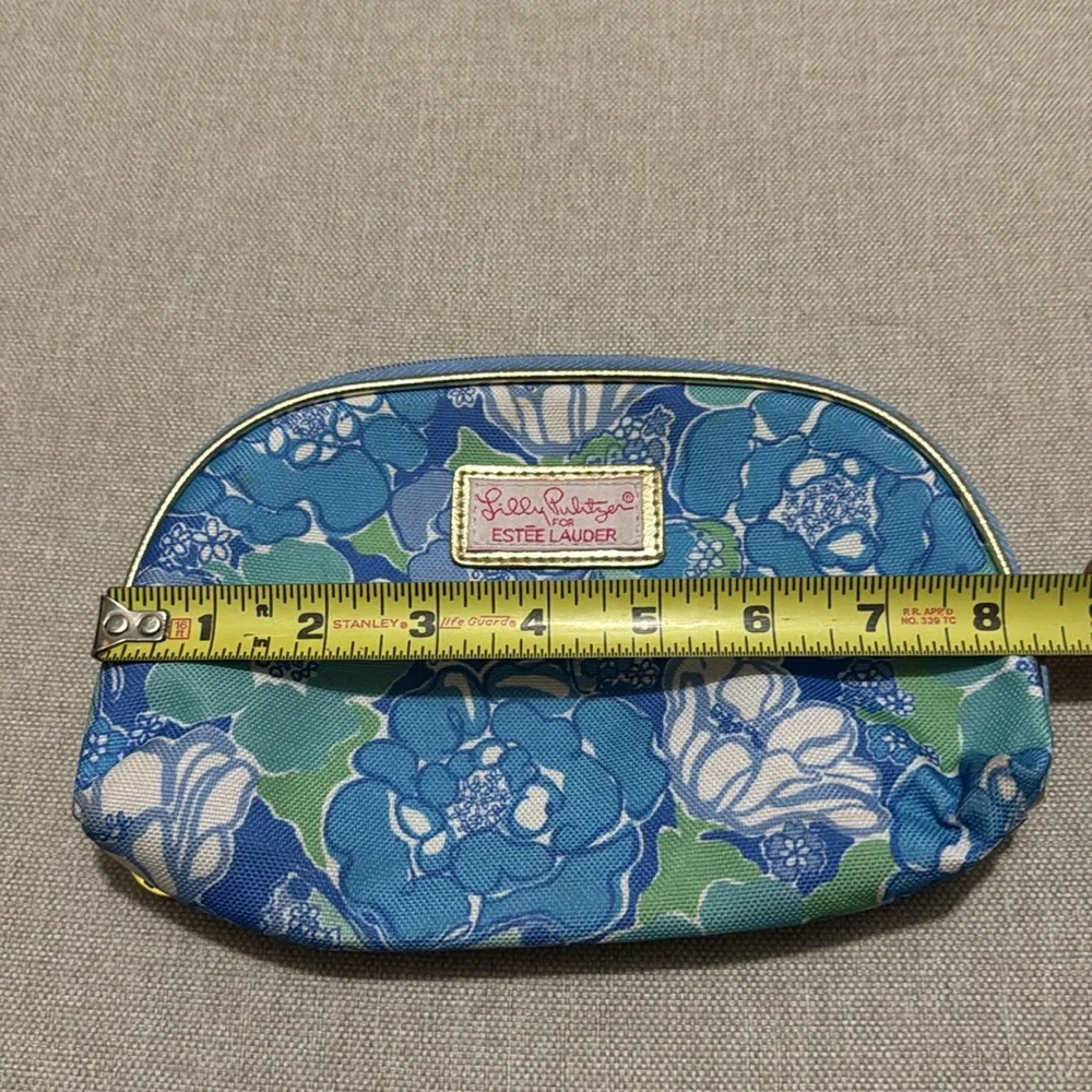 Unused Lilly Pulitzer Zip Around Makeup Bag-Estee Lauder Collab-Blue/White/Green - Picture 9 of 10